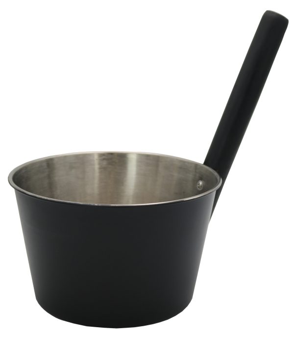 SAUNIA SAUNAKIULU 4 LTR RUOSTUMATON TERÄS, ULKOPINTA MUSTA, MUSTA PUUKAHVA